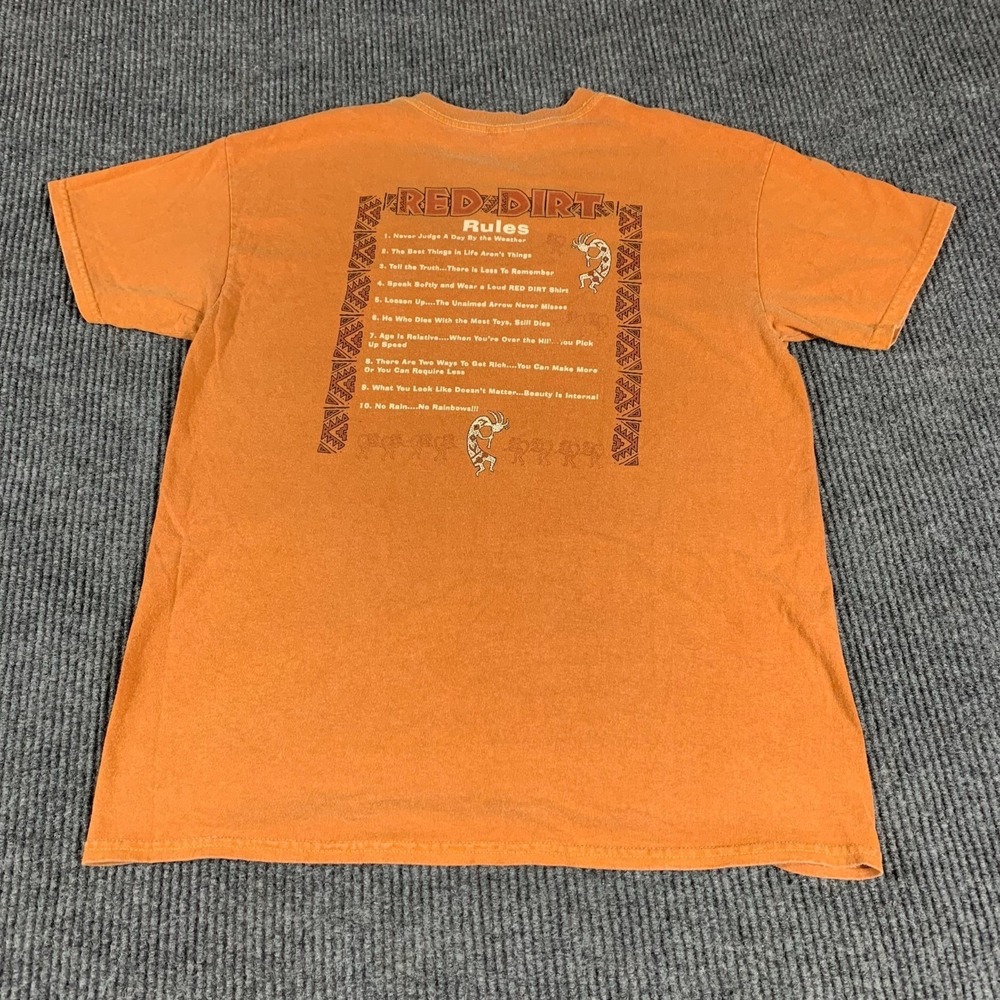 Gildan T Shirt Mens Large Orange Red Dirt Shirt Tombstone Arizona Kokapelli